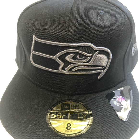 NWT Seattle Seahawks Fitted Hat Special Blackout Edition - Picture 2 of 4